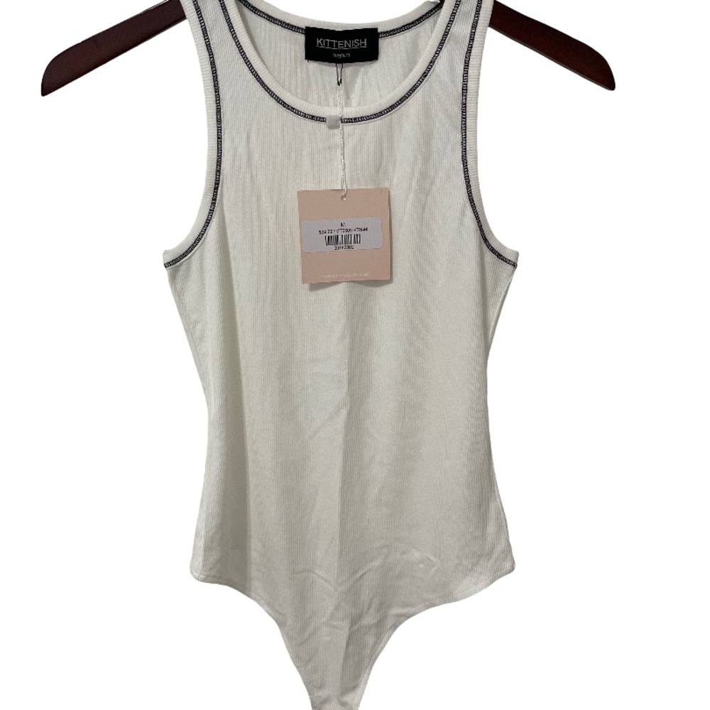 Women’s Kittenish Sleek and Polished White Basic Bodysuit